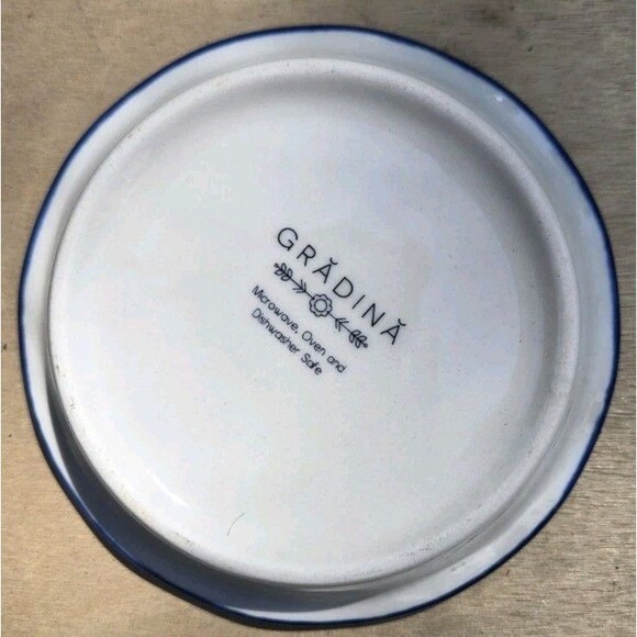 GRÄDINÄ Saucer Fluted Tartlet Blue White Bird With Flowers 5" Small Shallow Bowl - Picture 3 of 7